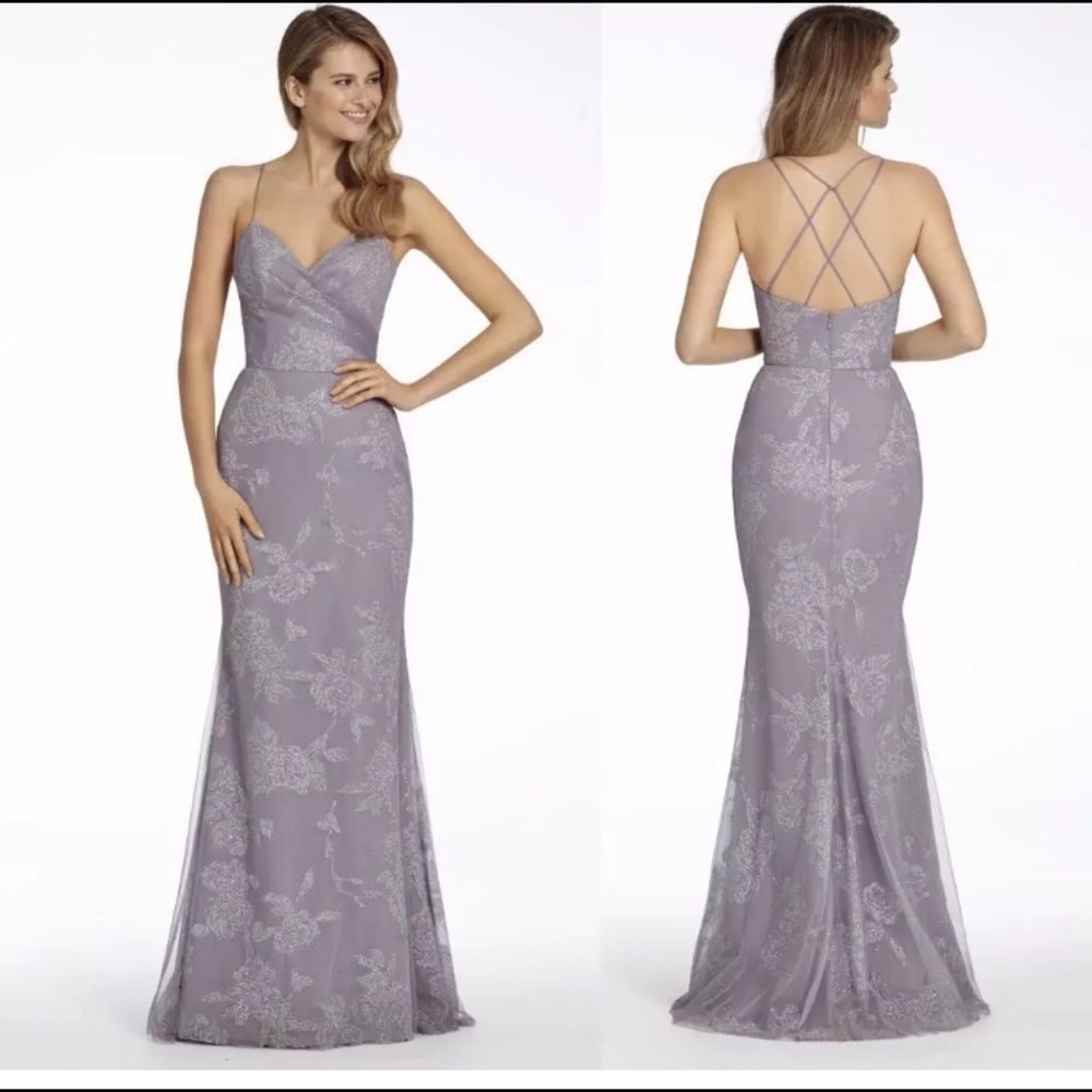Spaghetti strap, Tulle/caviar formal gown, Mauve.